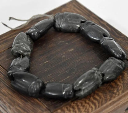 Hongshan culture archaize black iron meteorite Hand catenary statue