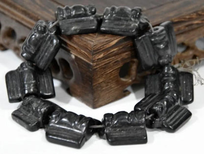 Hongshan culture archaize black iron meteorite Hand catenary statue