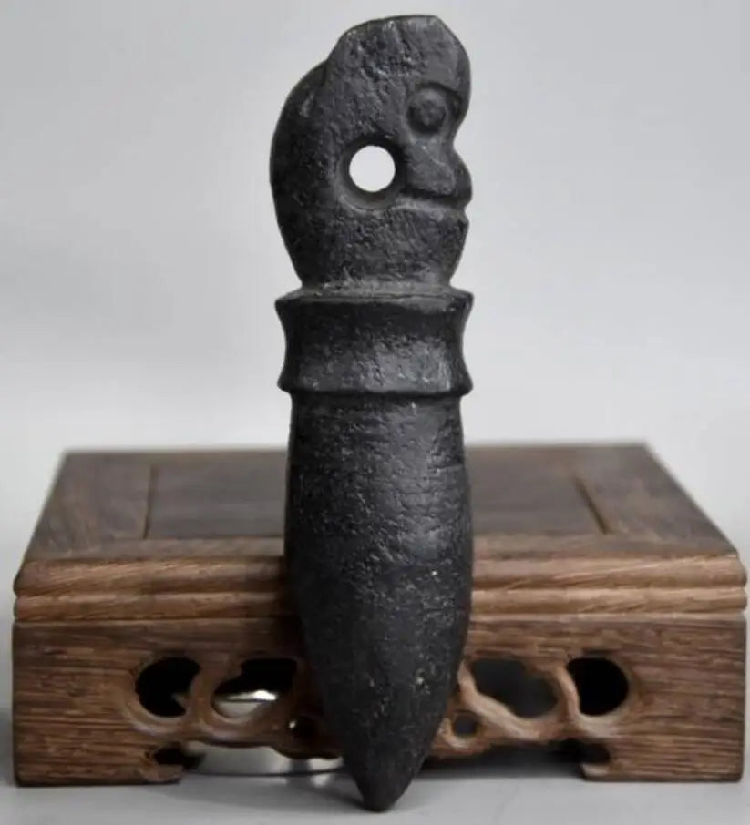 Hongshan culture archaize black iron meteorite Jade pig dragon ware statue