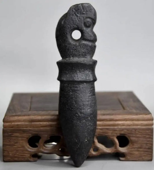 Hongshan culture archaize black iron meteorite Jade pig dragon ware statue