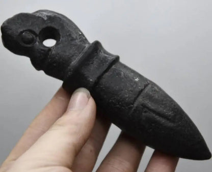 Hongshan culture archaize black iron meteorite Jade pig dragon ware statue