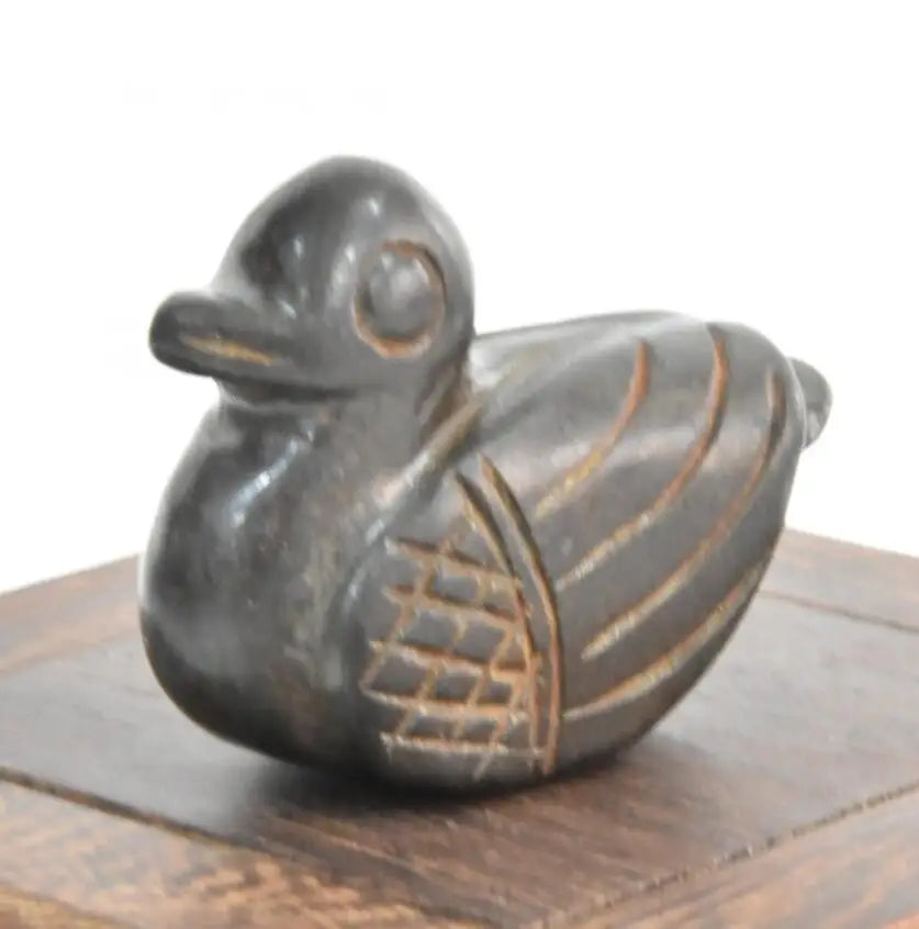 Hongshan culture archaize black iron meteorite Mandarin duck statue