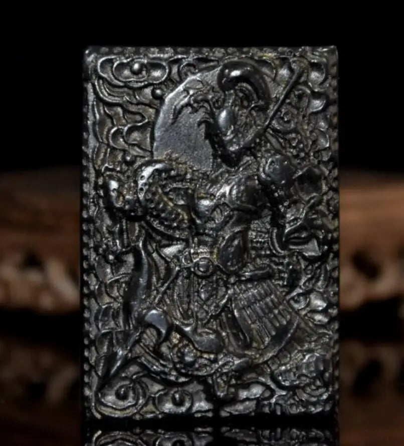 Hongshan culture archaize black iron meteorite Martial god of wealth Zhao zilong amulet statue