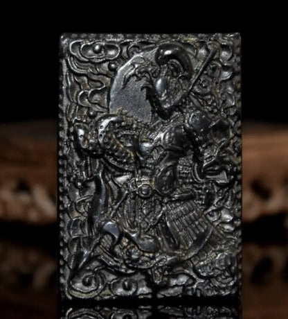 Hongshan culture archaize black iron meteorite Martial god of wealth Zhao zilong amulet statue