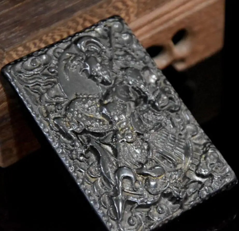 Hongshan culture archaize black iron meteorite Martial god of wealth Zhao zilong amulet statue