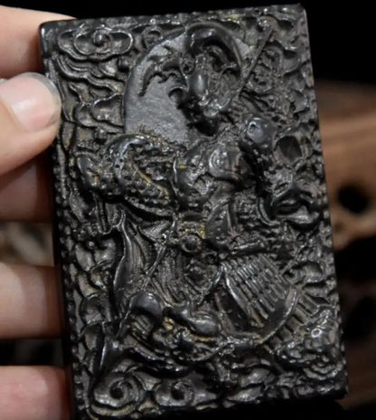 Hongshan culture archaize black iron meteorite Martial god of wealth Zhao zilong amulet statue