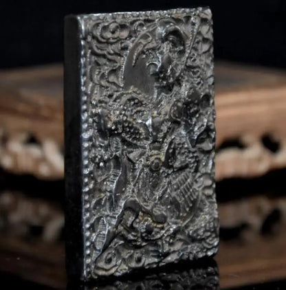 Hongshan culture archaize black iron meteorite Martial god of wealth Zhao zilong amulet statue
