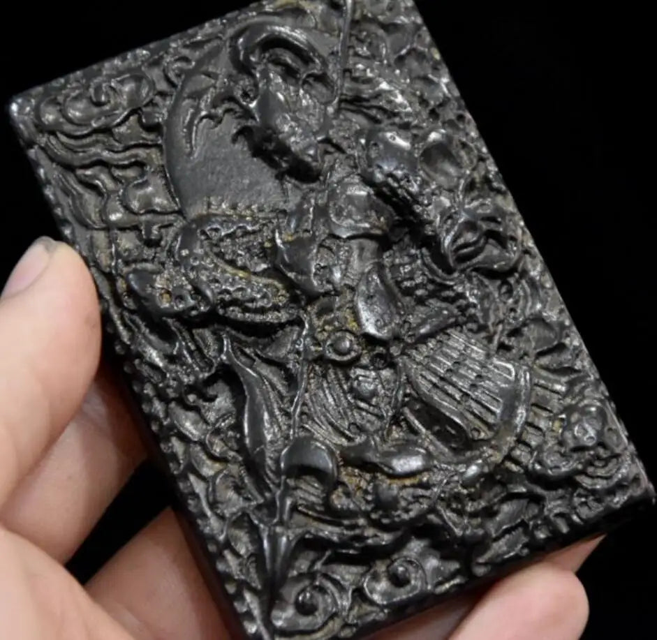 Hongshan culture archaize black iron meteorite Martial god of wealth Zhao zilong amulet statue