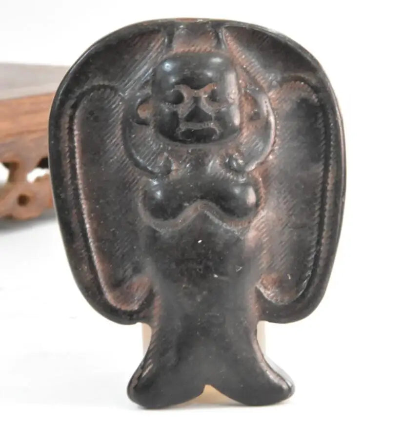 Hongshan culture archaize black iron meteorite Mermaid statue
