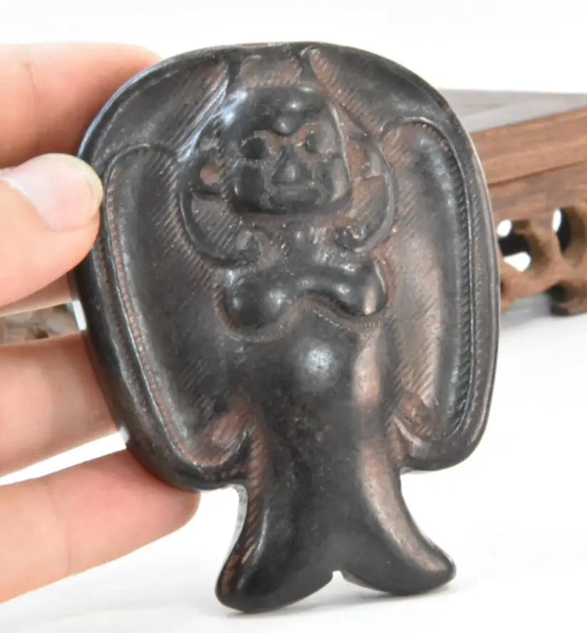 Hongshan culture archaize black iron meteorite Mermaid statue