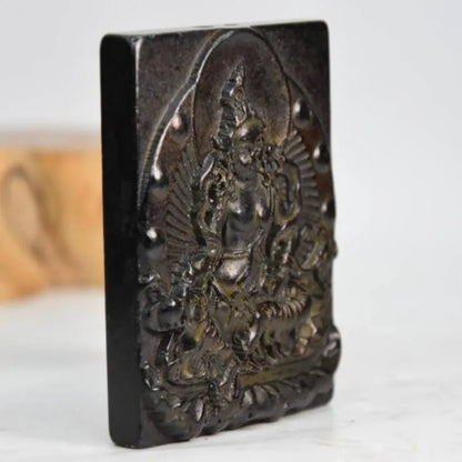 Hongshan culture archaize black iron meteorite Patron saint pendant statue