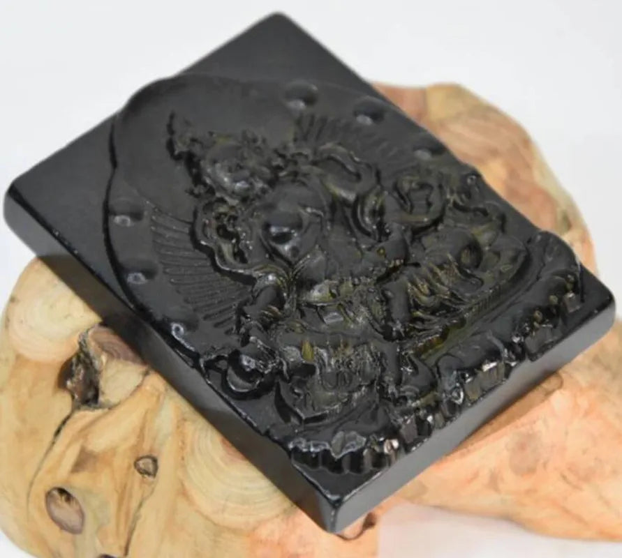 Hongshan culture archaize black iron meteorite Patron saint pendant statue