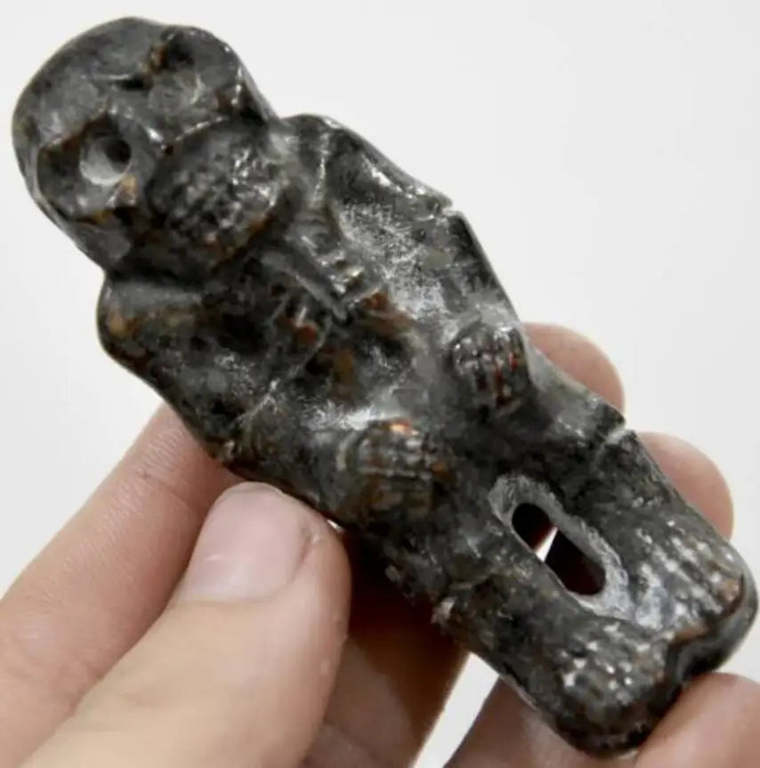 Hongshan culture archaize black iron meteorite Skeleton statue