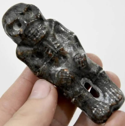 Hongshan culture archaize black iron meteorite Skeleton statue