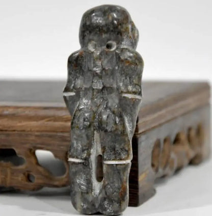 Hongshan culture archaize black iron meteorite Skeleton statue
