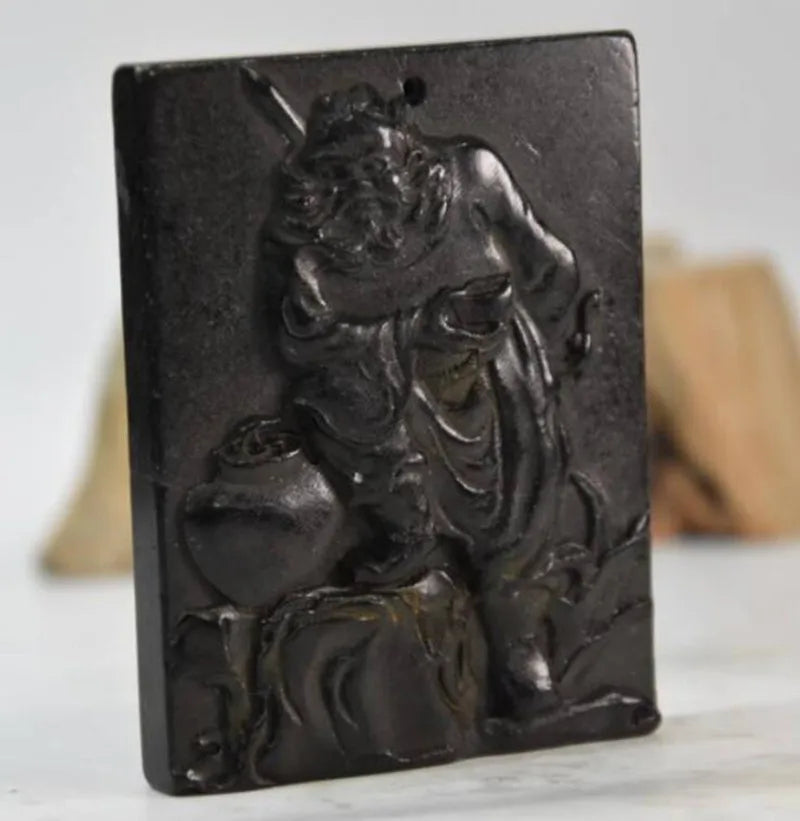 Hongshan culture archaize black iron meteorite  Zhong kui pendant statue