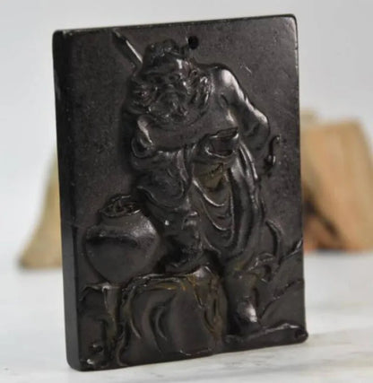 Hongshan culture archaize black iron meteorite  Zhong kui pendant statue