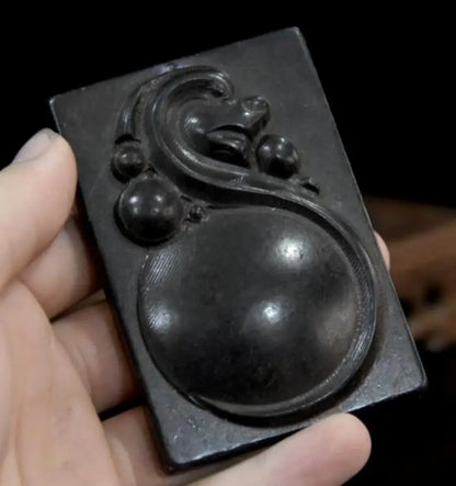 Hongshan culture archaize black iron meteorite ancient dragon card amulet statue