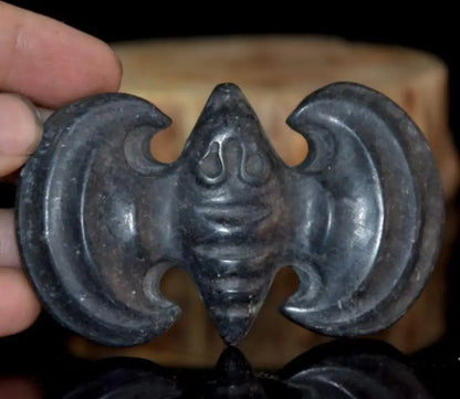 Hongshan culture archaize black iron meteorite bat statue