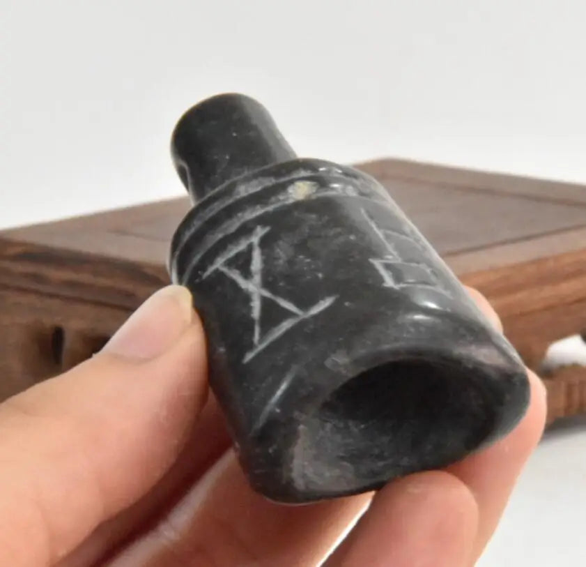Hongshan culture archaize black iron meteorite chimes small statue