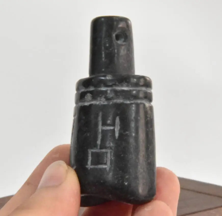 Hongshan culture archaize black iron meteorite chimes small statue