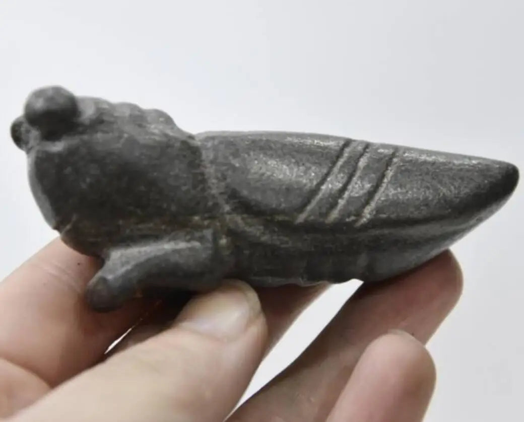 Hongshan culture archaize black iron meteorite cicada statue