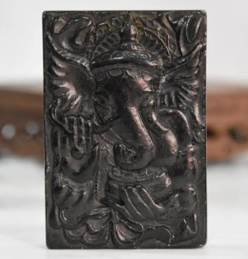 Hongshan culture archaize black iron meteorite elephant god Buddha amulet statue