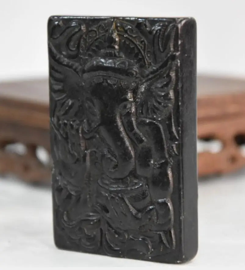 Hongshan culture archaize black iron meteorite elephant god Buddha amulet statue