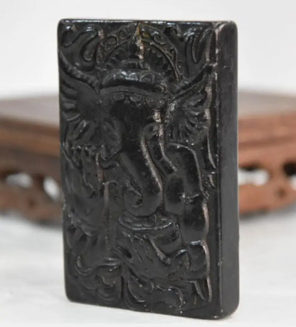 Hongshan culture archaize black iron meteorite elephant god Buddha amulet statue