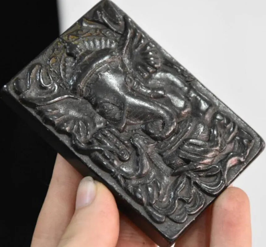 Hongshan culture archaize black iron meteorite elephant god Buddha amulet statue