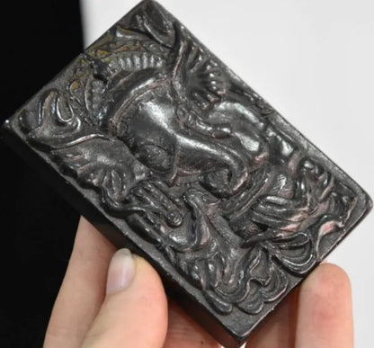 Hongshan culture archaize black iron meteorite elephant god Buddha amulet statue