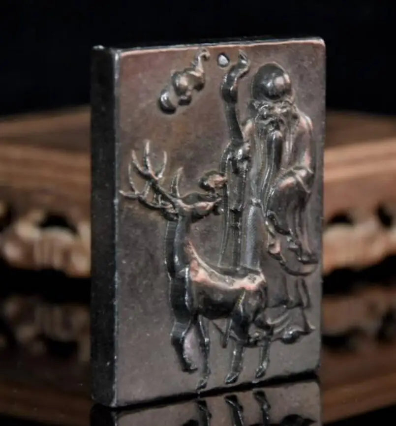 Hongshan culture archaize black iron meteorite longevity Buddha amulet Pendant statue