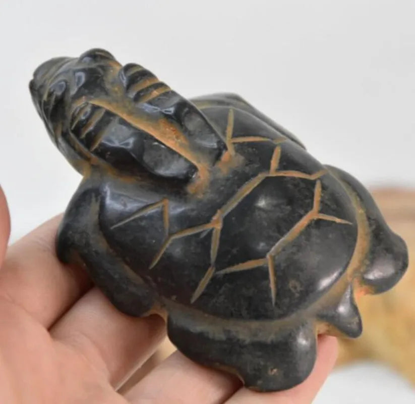 Hongshan culture archaize black iron meteorite longevity turtle statue