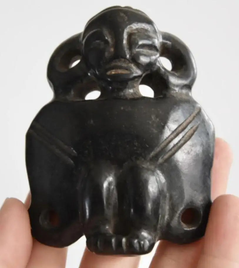 Hongshan culture archaize black iron meteorite people statue