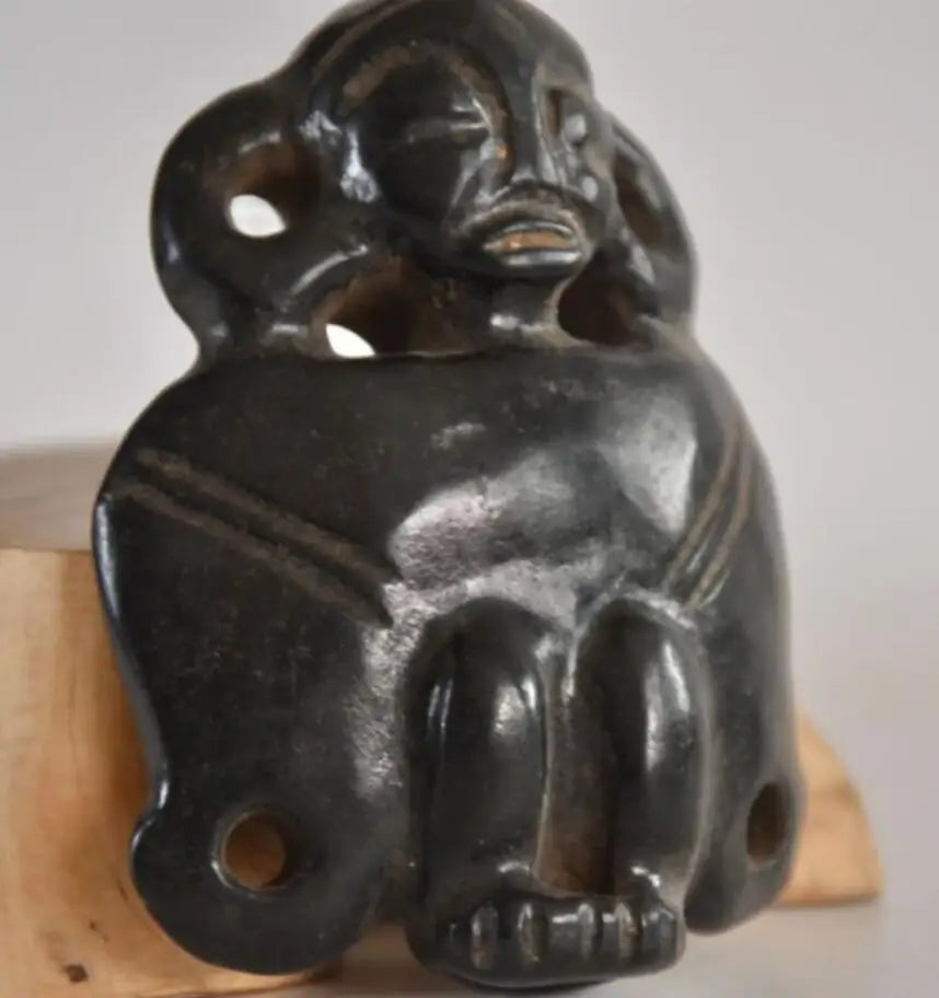 Hongshan culture archaize black iron meteorite people statue