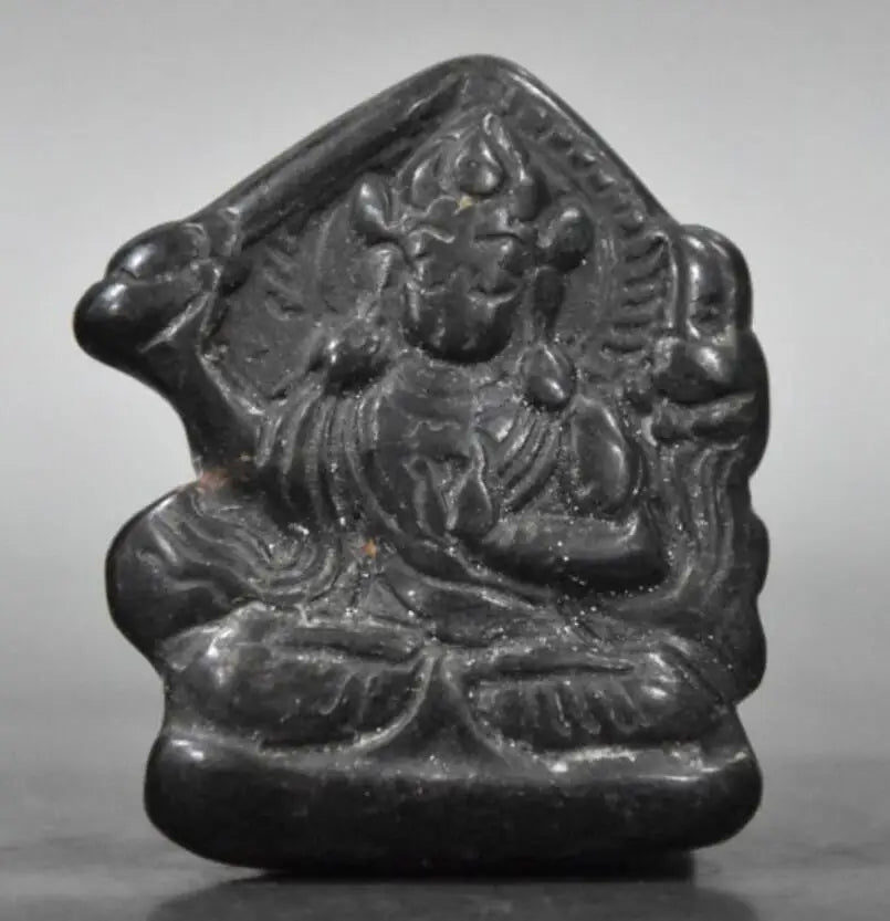 Hongshan culture archaize black iron meteorite sculpture Buddha bi statue