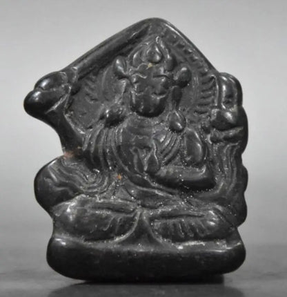 Hongshan culture archaize black iron meteorite sculpture Buddha bi statue