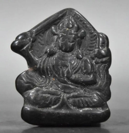 Hongshan culture archaize black iron meteorite sculpture Buddha bi statue