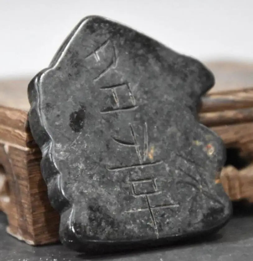 Hongshan culture archaize black iron meteorite sculpture Buddha bi statue