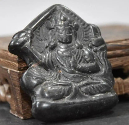 Hongshan culture archaize black iron meteorite sculpture Buddha bi statue