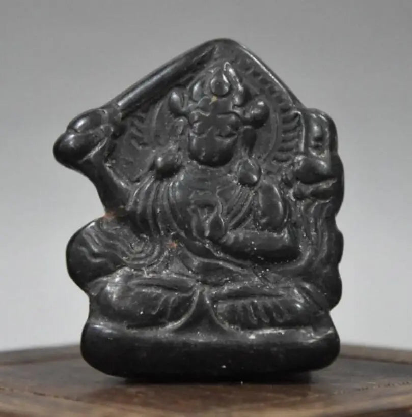 Hongshan culture archaize black iron meteorite sculpture Buddha bi statue
