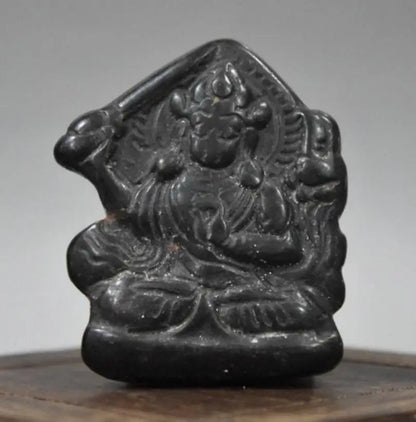 Hongshan culture archaize black iron meteorite sculpture Buddha bi statue