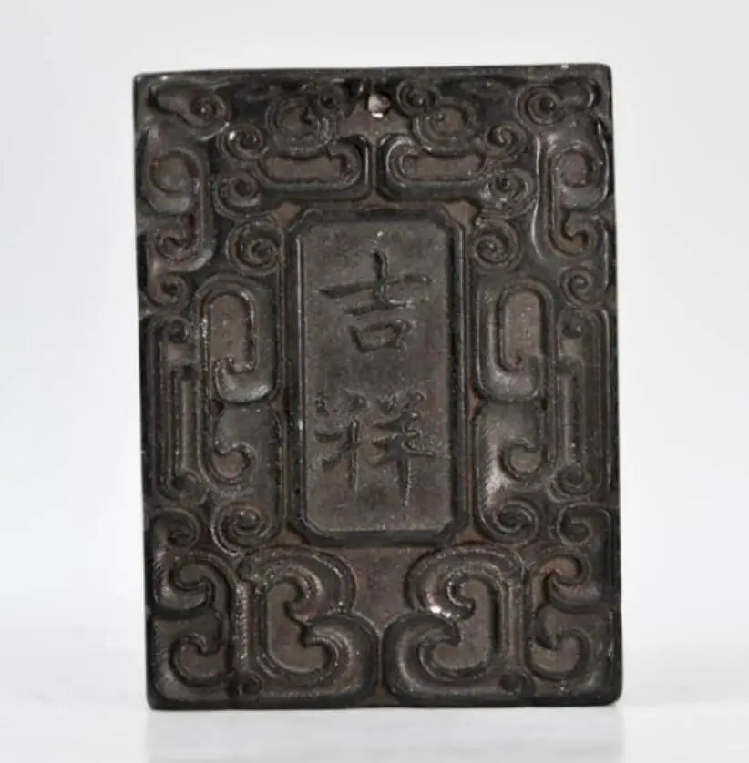 Hongshan culture archaize black iron meteorite sculpture Good lucky for you bi statue