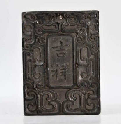 Hongshan culture archaize black iron meteorite sculpture Good lucky for you bi statue