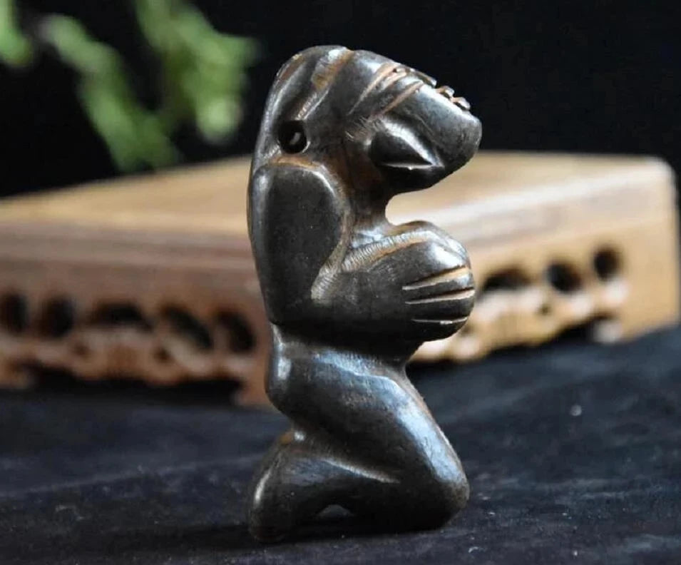 Hongshan culture archaize black iron meteorite sculpture Hongshan people statue #2