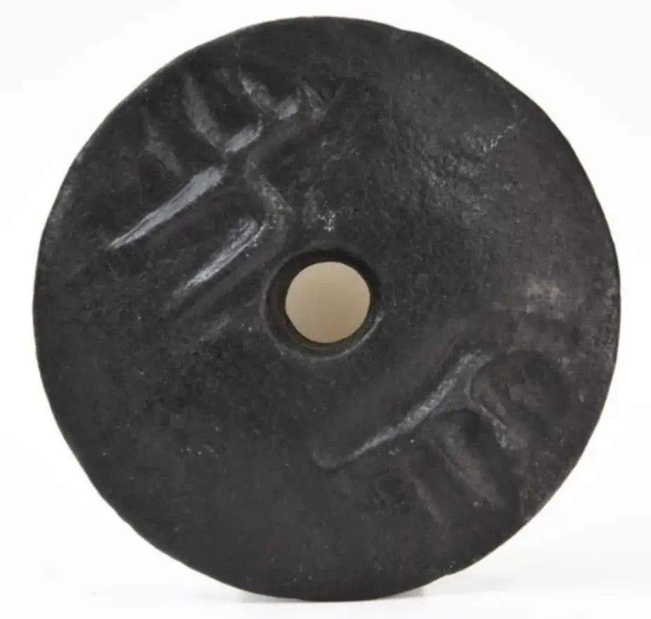 Hongshan culture archaize black iron meteorite sculpture Peace buckle bi statue