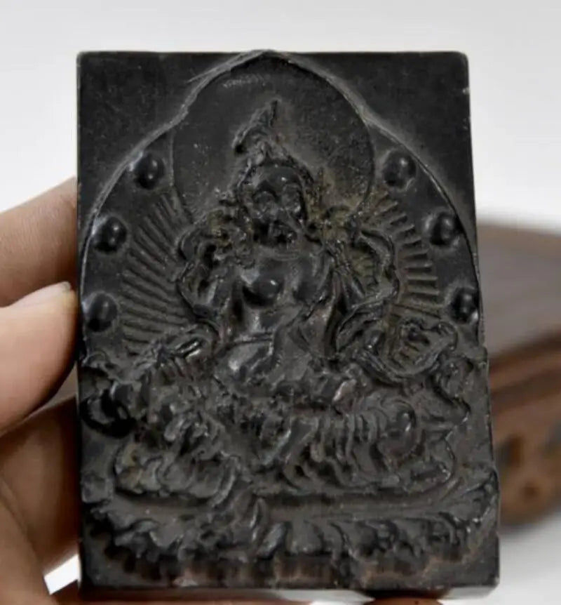 Hongshan culture archaize black iron meteorite sculpture Tantric bodhisattva Buddha statue