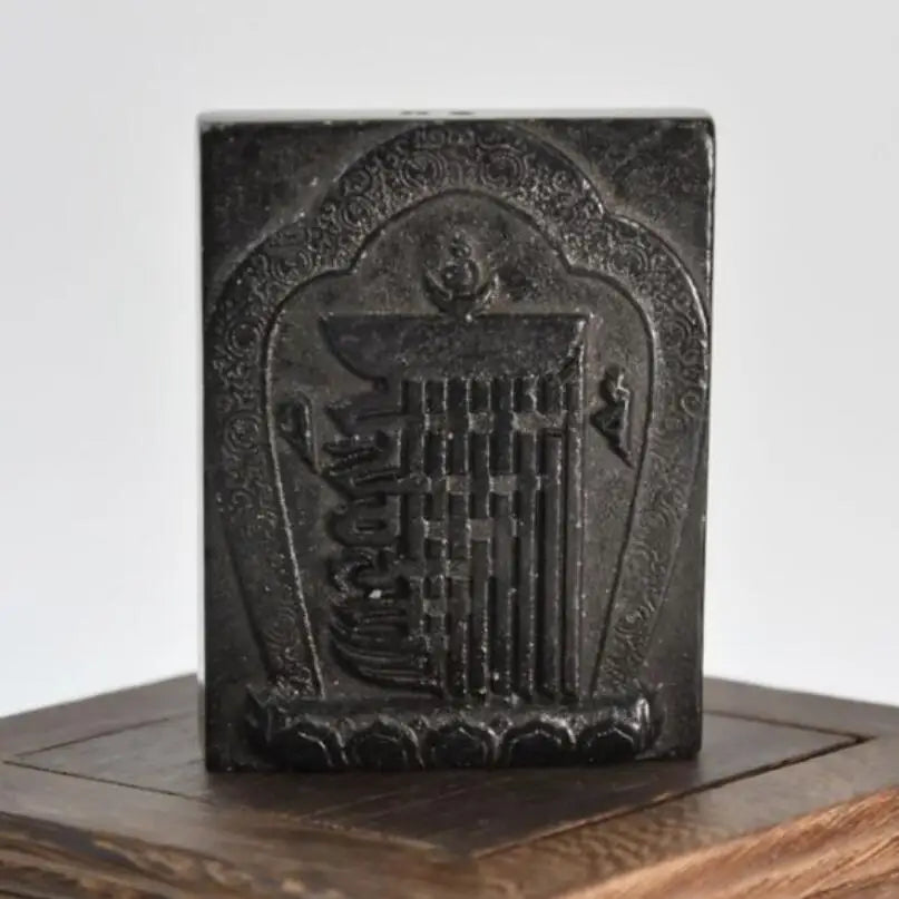 Hongshan culture archaize black iron meteorite sculpture amulet bi statue