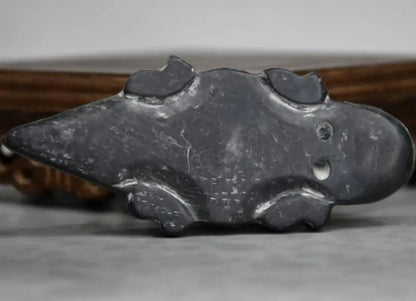 Hongshan culture archaize black iron meteorite sculpture crocodile statue