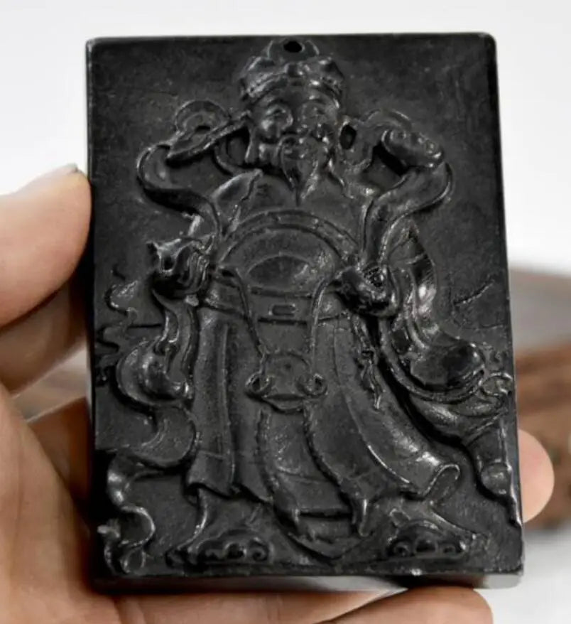 Hongshan culture archaize black iron meteorite sculpture god of wealth Buddha statue